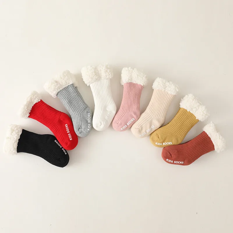 Зимние детские носки милые утепленные теплые из 100% хлопка для новорожденных