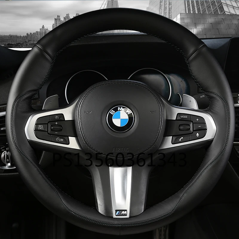 

DIY hand-stitched steering wheel cover fit for BMW 3 series 5 series x3 x5 x6 x7 series leather handle cover
