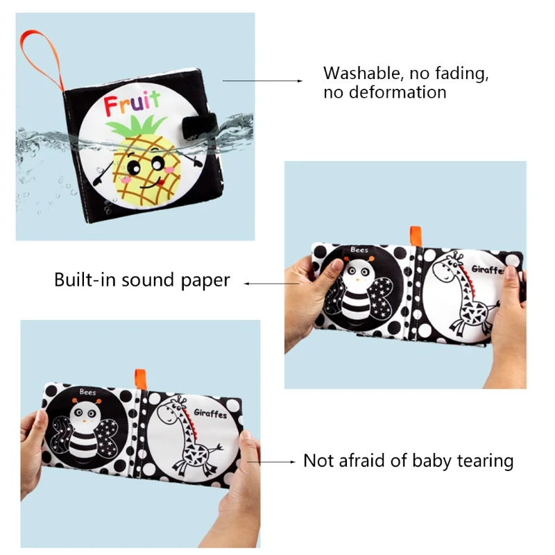 

Kids Interactive Book with Cute Animal Made by Cloth Activity Books Preschool Learning Book for Infants A2UB