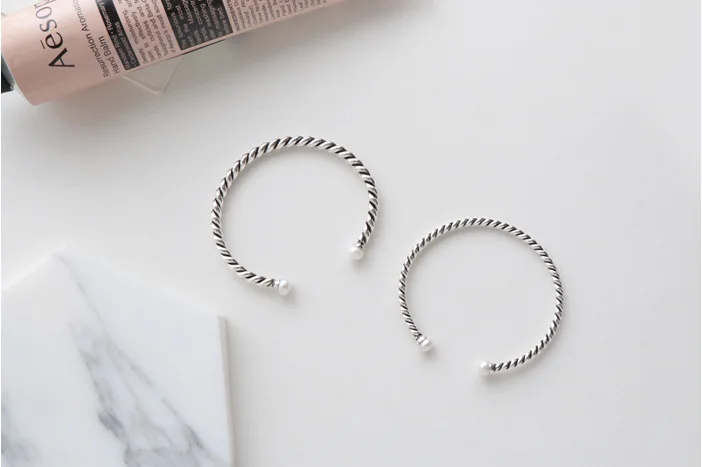 925 Sterling Silver Braided Vintage Pearl Bracelet For Women Valentine's Day Present Bangles Hot Fashion | Украшения и