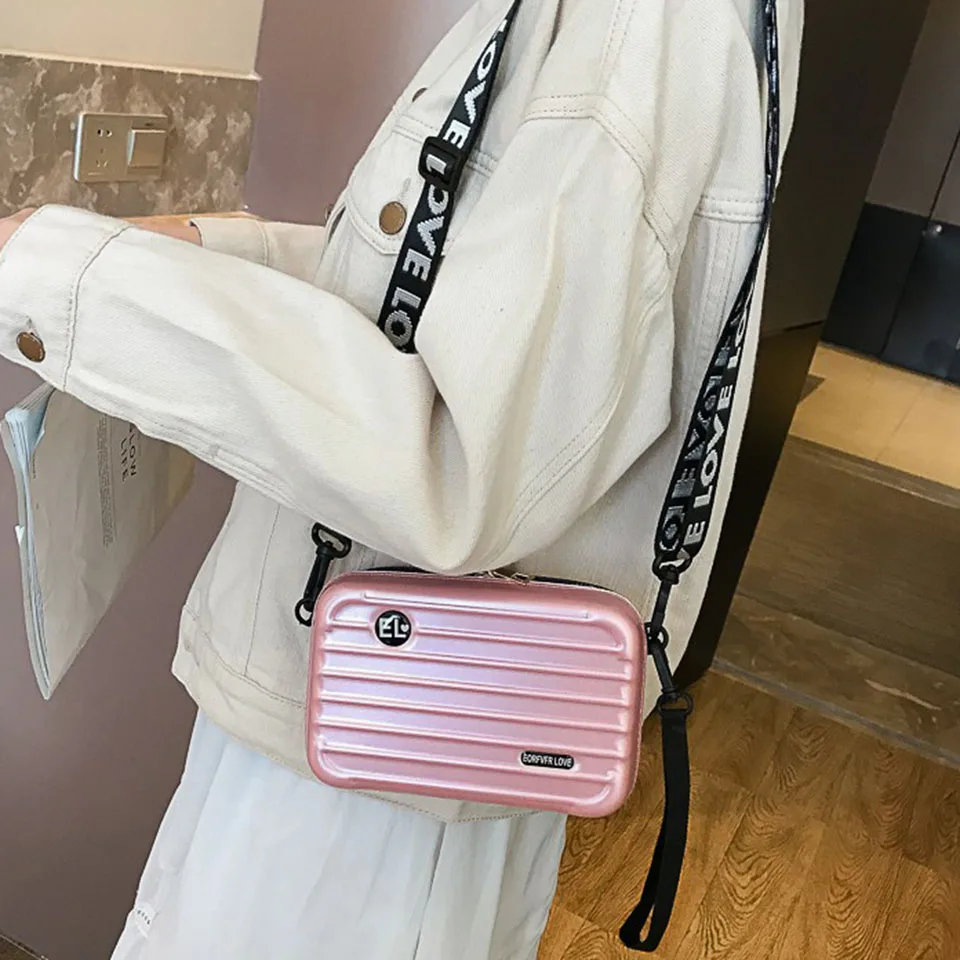 

Oswego Mini Suitcase Shape Crossbody Bag 2019 New Personality HandBags Square Wild Shoulder Messenger Bag Box Bags For Women