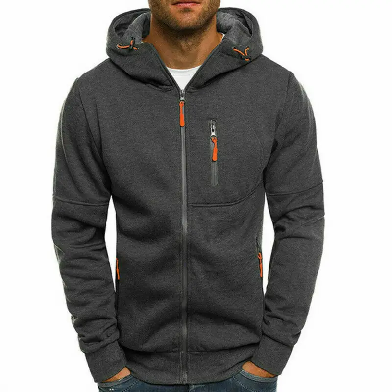

Winter Men's Long Sleeve Zipper Hoodies Slim Fit Hooded Sweatshirt Outwear Sweater Warm Coat Jacket M-3XL