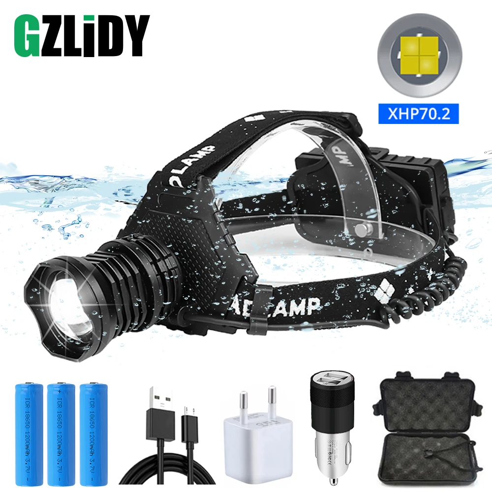 

Мощные светодиодсветодиодный фонарики XHP70.2, USB-зарядка, 5 режимов работы, Водонепроницаемый зум, можно заряжать телефон с помощью аккумулято...