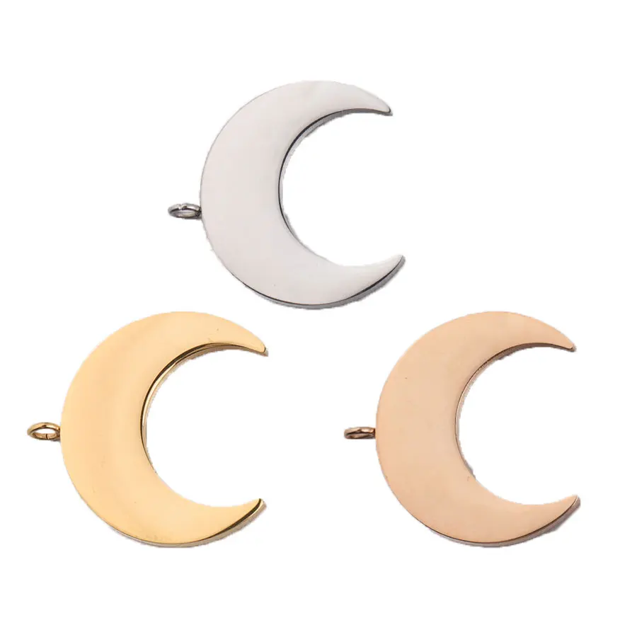 

20Pcs/Lot 20*21mm Moon Charms Mirror Polish Stainless Steel Charms For DIY Making Necklace Keychain Bracelets Earrings Jewelry
