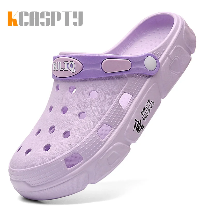 

KCASPTY Brand Mens Sandals Womens Summer Non-slip New Hole Shoes Female Clogs EVA Garden Shoes Suitable Beach Flat Male Slippers