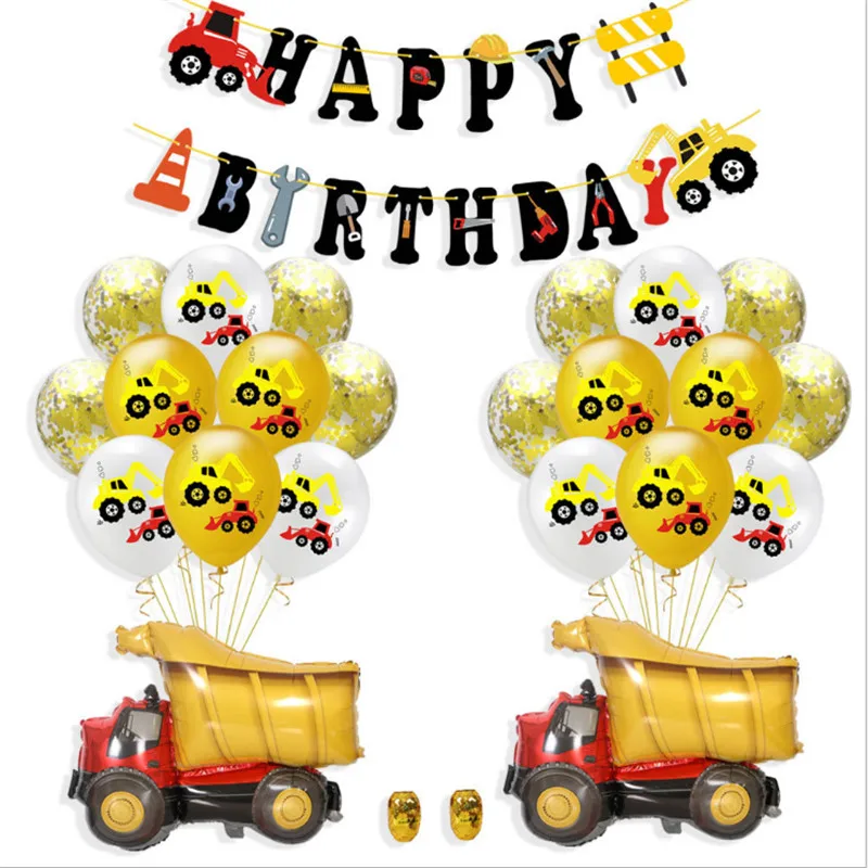 Инженерный автомобиль экскаватор висящий флаг алюминиевая пленка резиновые