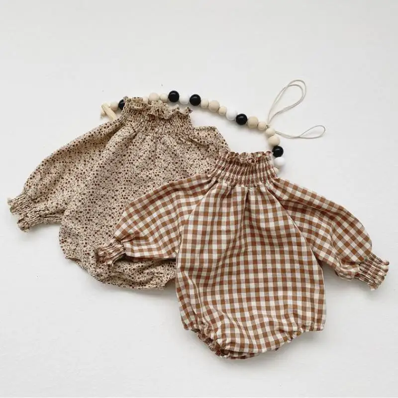 Осеннее боди с цветочным рисунком для новорожденных девочек Хлопковый