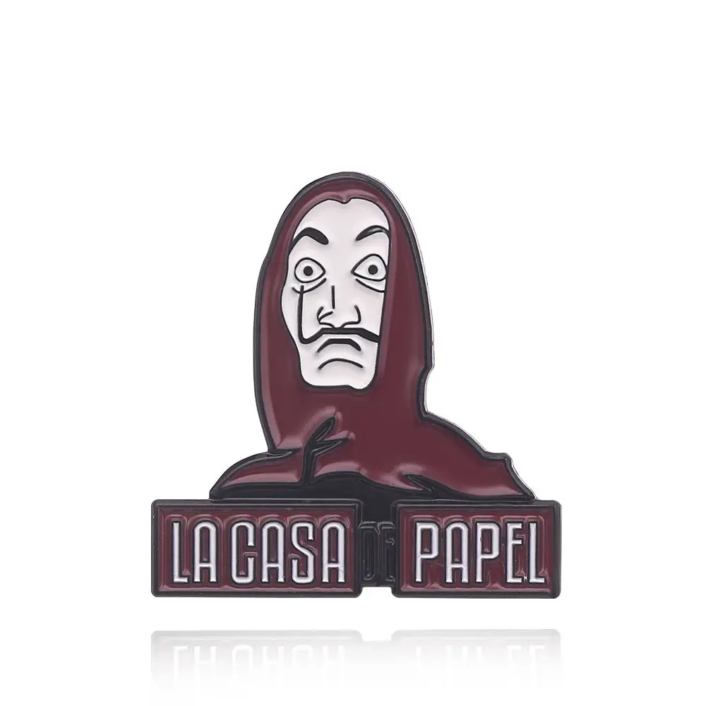 Панк La Casa De The House Of paper, эмалированная брошь на булавке, модные значки на лацкане, ювелирные изделия, шикарное пальто, воротник, аксессуары для костюма, подарок - Окраска металла: XZ617