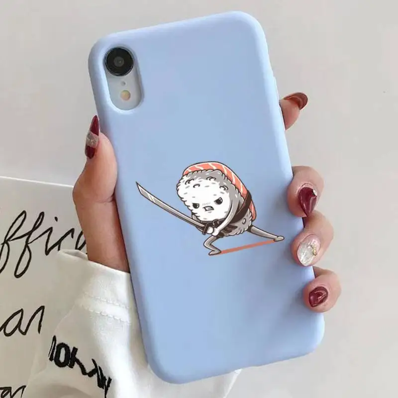 

Cartoon sushi Phone Case Blue Silicone Cover For Iphone 6 7 8 11 12 plus XR X XS SE2020 11/12PRO Max Cases