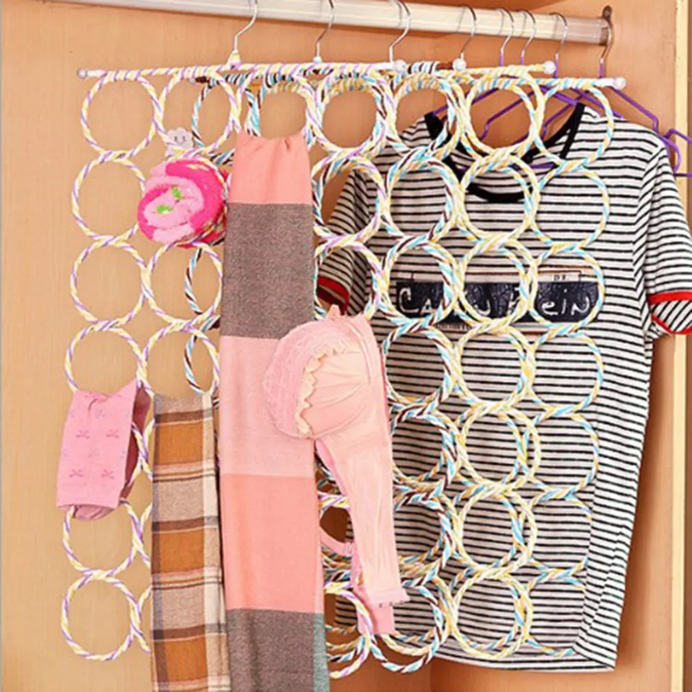 

Socks Pendants 28 Holes Tie Holder Foldable Multi-function Scarf Holder Display Hanger Paper Rattan Hanger