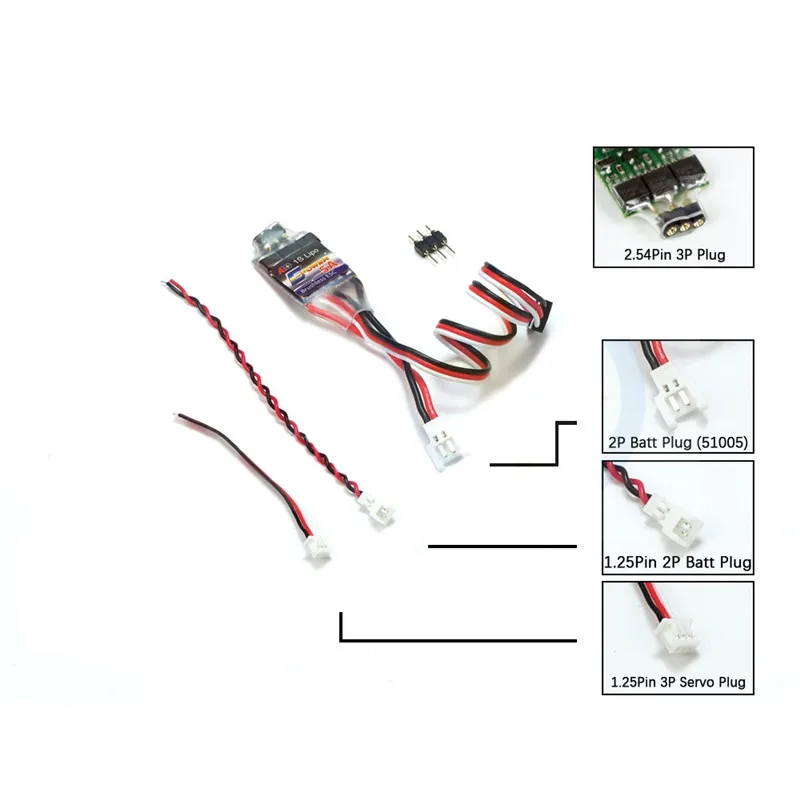 

AEORC E-Power BE001 Motor Speed Controller 5A Brushless ESC 1S 2.54mm 3P Molex 2P 3P Cable for RC Airplane FPV Racing Drone
