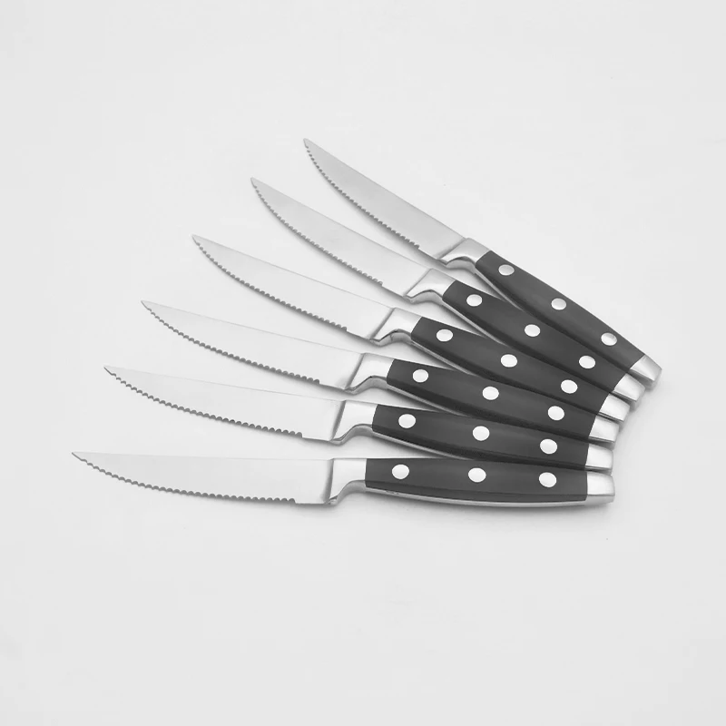 

9"Sharp Steak Knives Set Stainless Steel Serrated Beef Meat Slicing Knife Restaurant Cutlery Dinner Table Knifes Plastic Handle