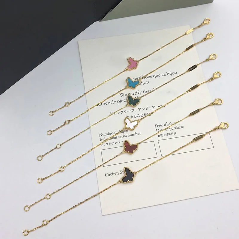 Gold Bracelet Брендовые ювелирные изделия из чистого 925 пробы серебра для женщин, серьги золотого цвета, дизайнерские свадебные серьги в виде бабочки, ожерелье, браслет - Окраска металла: Gold Bracelet