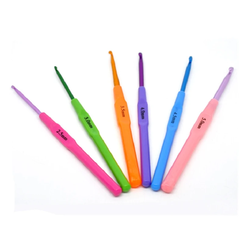 

2.5mm-5mm Random Color Aluminum&Plastic Crochet Hooks Knitting Needleslong For DIY Handle Craft Weaving 14cm(5 4/8") , 1 PC
