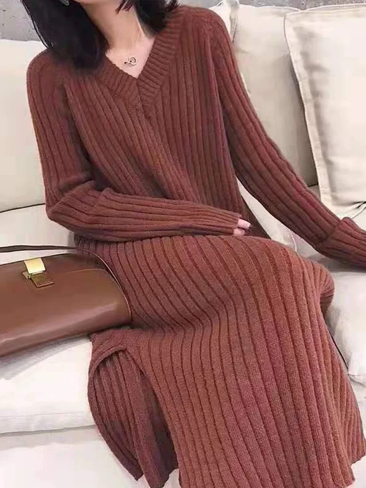 

Свитер женский осенний трикотажный, теплый, однотонный