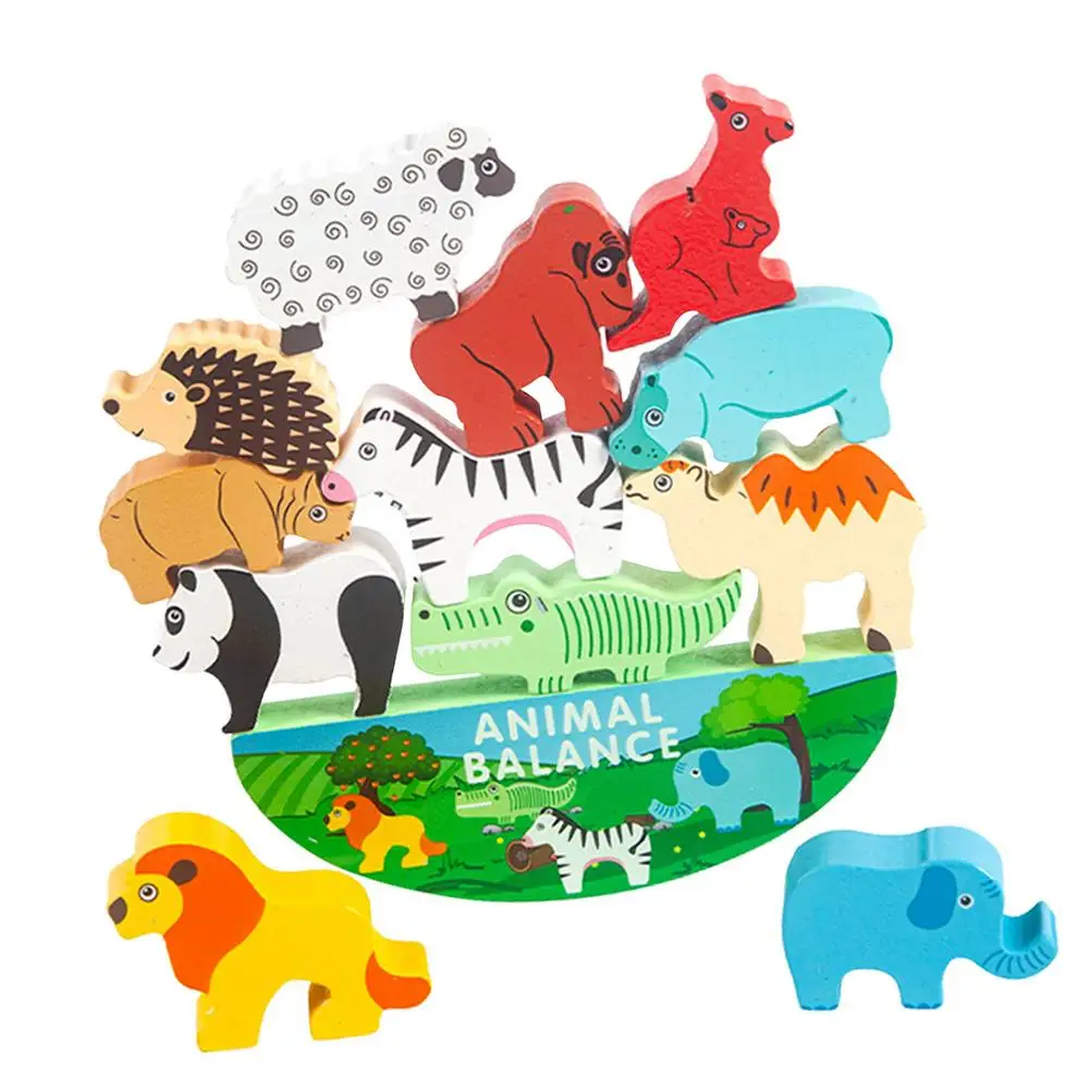 

Строительные блоки для малышей 1-3, Игрушки для развития баланса животных с распознаванием животных и цветов для дошкольников