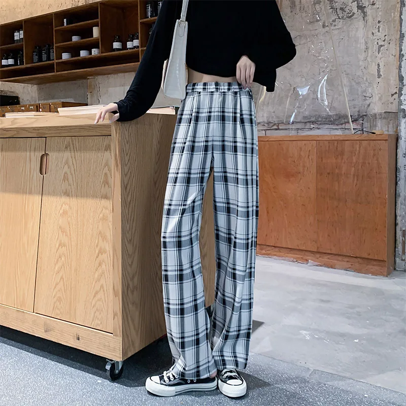

2020 spring autumn wide leg trousers regular women's fashion all-match loose high waist thin polyester material casual style