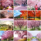 Алмазная 5D картина цветы вишни, для творчества, полная вышивка, вышивка крестиком, Цветы Стразы, мозаика, подарок, домашний декор