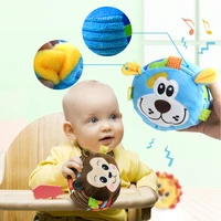 cartoon animal bell rattle ball colorful plush hand shaking bell baby toys grasping lovely rattles for toddler infant 4 styles