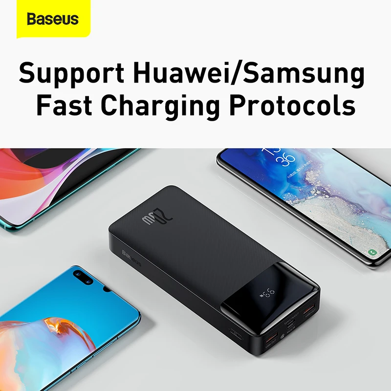 baseus power bank 20000mah pd 20w fast charging charger phone external battery poverbank 30000mah powerbank for iphone 12 xiaomi free global shipping