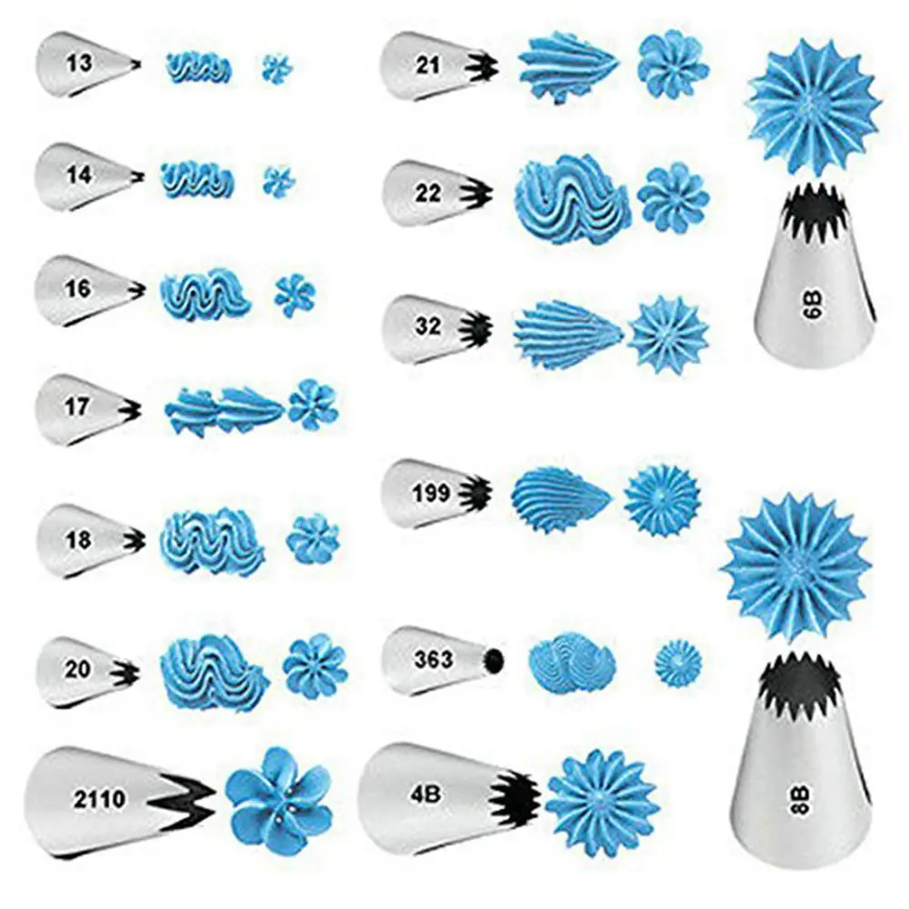 24pcs 24 шт./компл. Нержавеющая сталь глазировки насадка для пирожных русский Насадки для украшения кондитерских изделий выпечки инструменты для торта десерт - Цвет: 24pcs