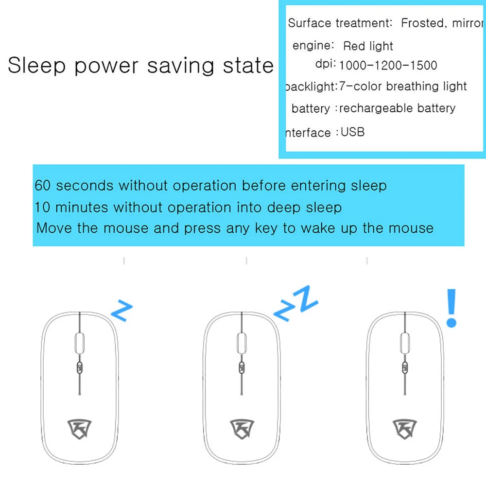

Ultra-Thin Wireless Mouse 2.4GHZ LED Silent Mute Colored Backlit Optical Mice with Hidden USB Receiver DPI Adjustable
