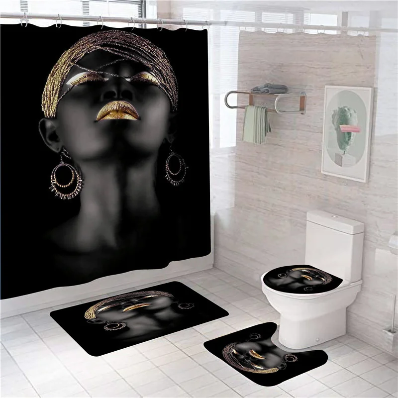 Занавеска для душа черная женская с принтом занавеска ванной 3d в африканском