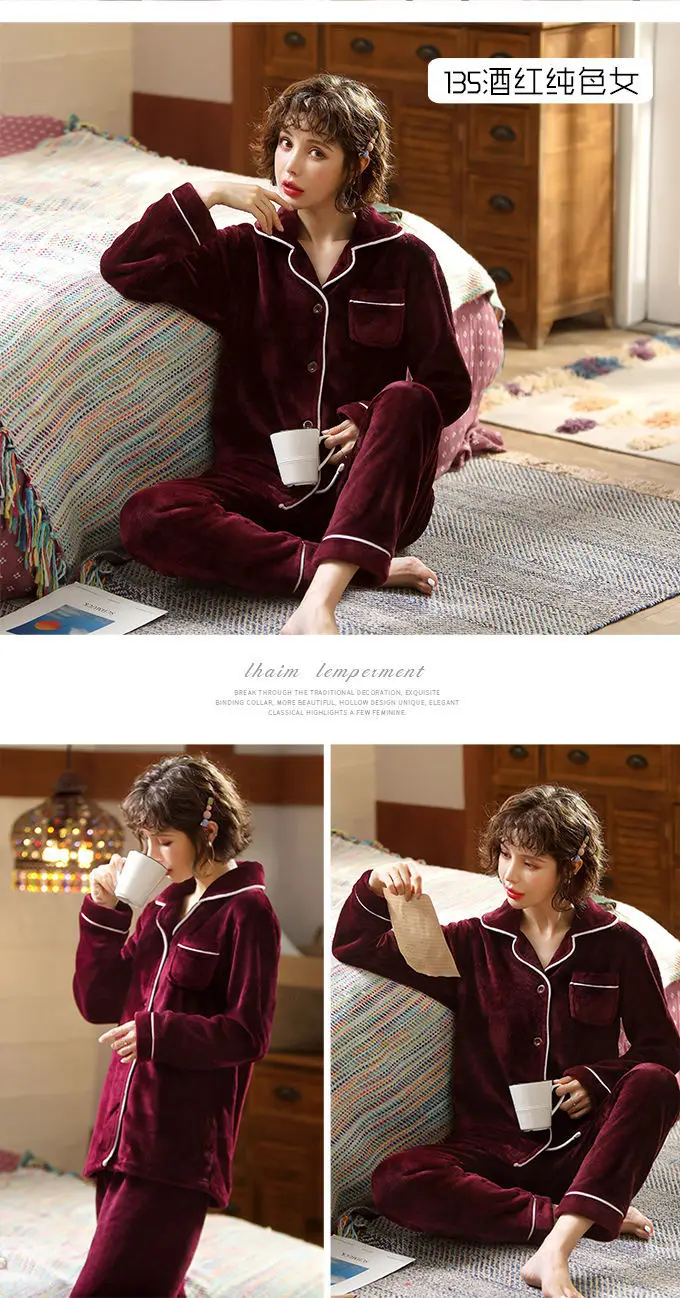 Женская одежда для сна, женская пижама, толстая теплая зимняя Пижама, женский домашний костюм с длинными рукавами, женская пижама большого размера для сна