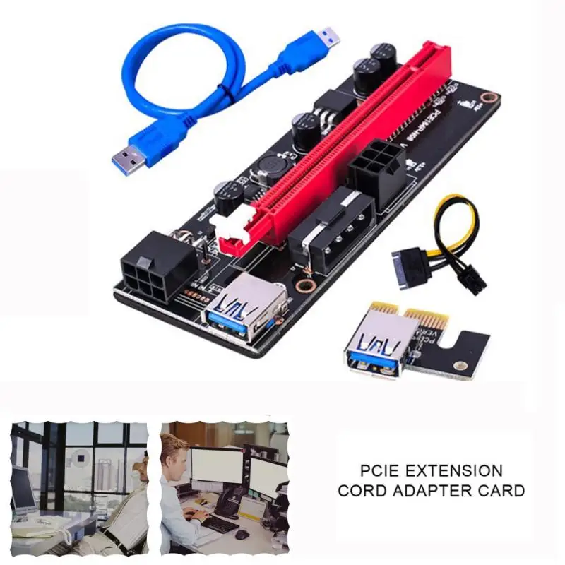 

New PCI-E Riser 6Pin For BTC Miner USB Data Cable Extender 1X To 16x Bitcoin Mining GPU Dual Express Video Card Riser Connector