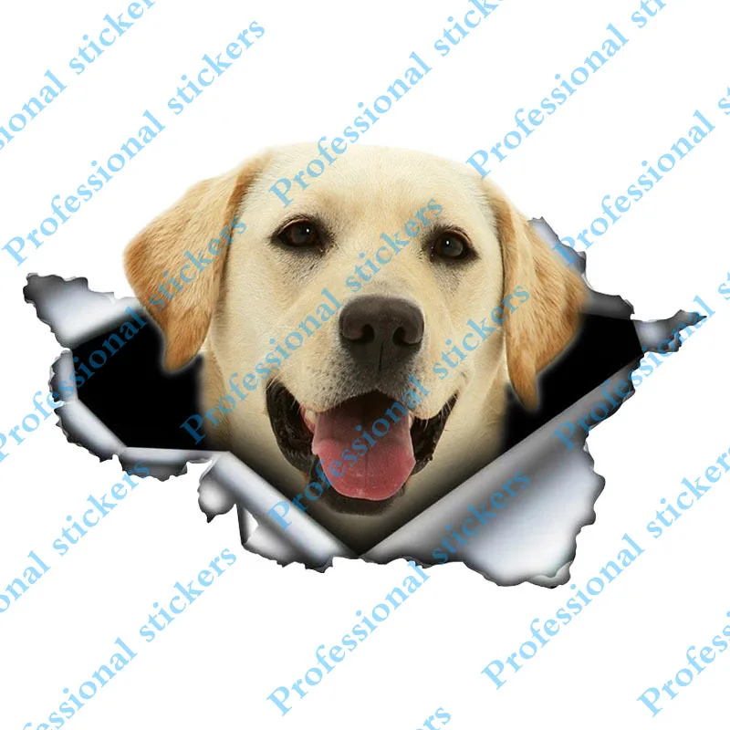 

Interesting Pet Dog Labrador Retriever 3D Torn Decals Original Design Vinyl Car Trunk Car Body Decor Custom Car Stickers