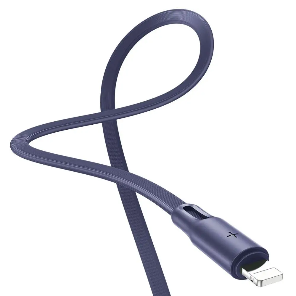 Blue ROCK 2.4A USB кабель для iPhone X XS MAX XR 7 8 plus Быстрая зарядка синхронизации плоские кабели мобильный провод для зарядного устройства данных - Цвет: Blue