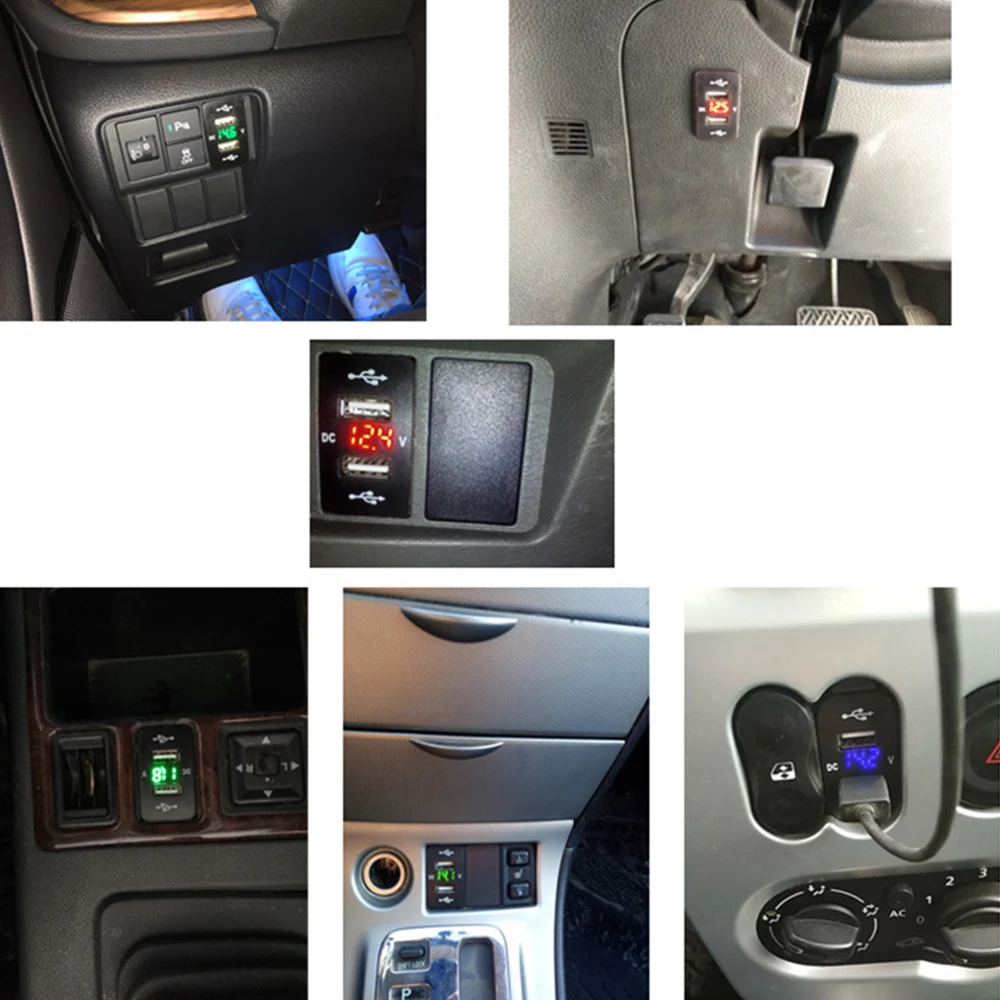 

12V 24V Dual USB Car Charger Port Auto Adapter LED Voltmeter Socket For Honda CIVIC CROSSTOUR CRV ODYSSEY