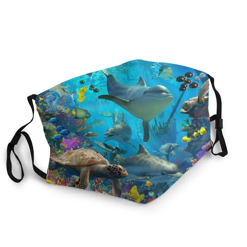 

Dolphin Playground Ocean Breathable Unisex Mouth Face Mask Animal Dustproof Protection Cover Respirator Mouth-Muffle