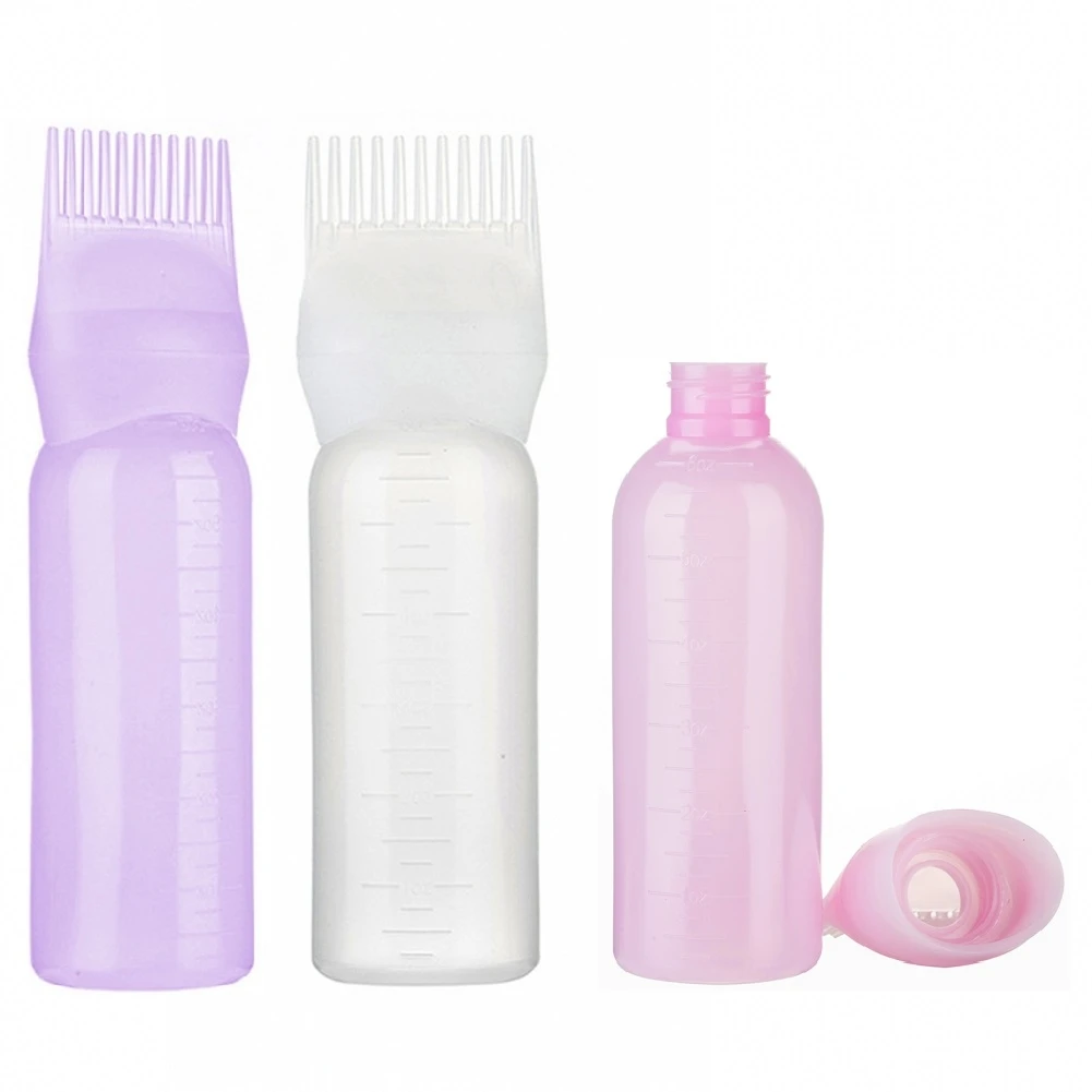 

120ml Hair Styling Dye Liquid Filling Graduated Bottle Applicator With Brush Head Hairstyling Dyeing Styling Tool