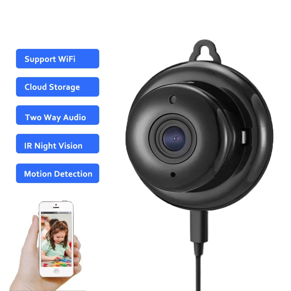 Wireless Mini Camera WIFI Cloud Small IP Camera 1080P Infrared Night Vision Baby Monitor Security CCTV Motion Detection SD Card 1080p fish eye wifi mini camera panoramic infrared night vision wireless motion detector alarm video monitor ip camera
