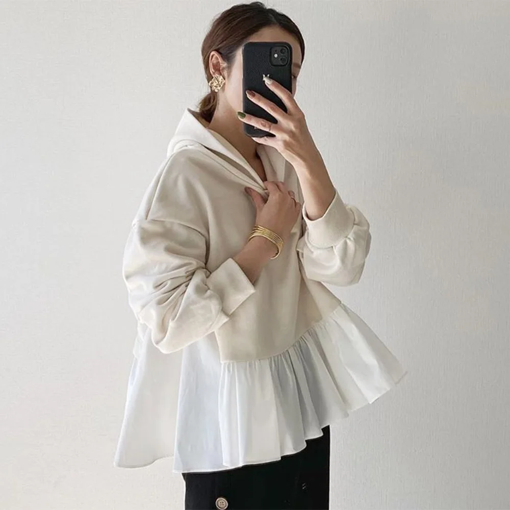 Women Spring Hooded Hoodies Loose 2022 Casual Loose Simple Top Korea Sweatershirt Japan Female Girl Young Casual School Blouses