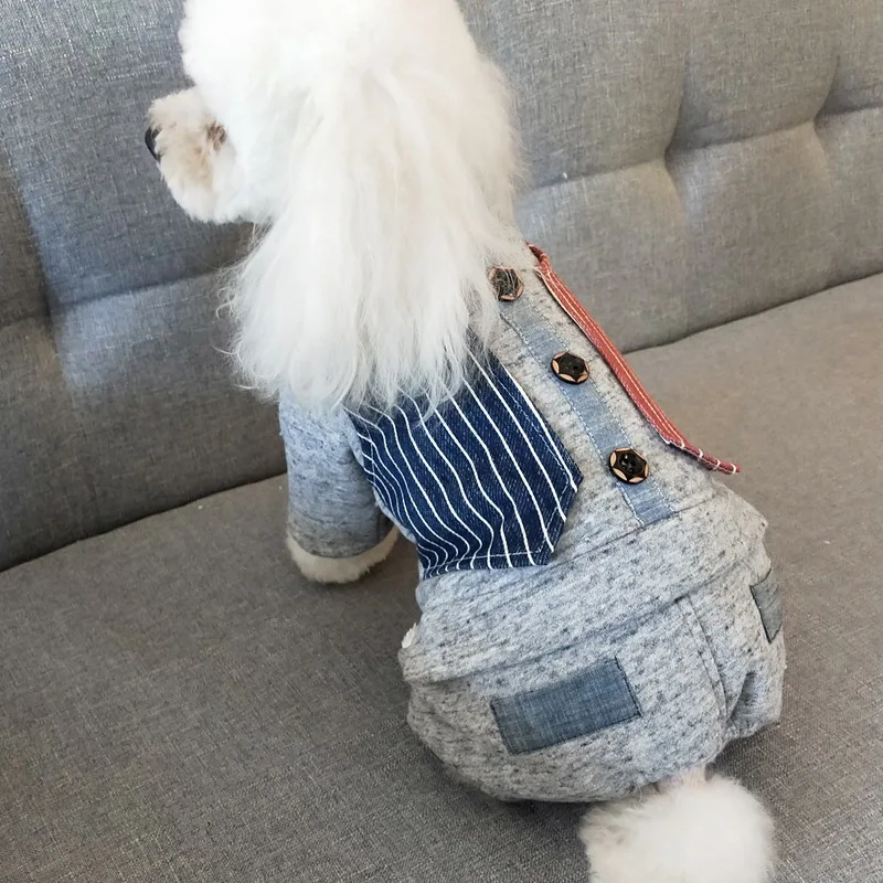 

Dog Clothes Dog Clothes Cotton Vest Winter Clothes New Leisure Fake Two-piece Thick Warm Four-legged Pet Dog Cotton Clothes