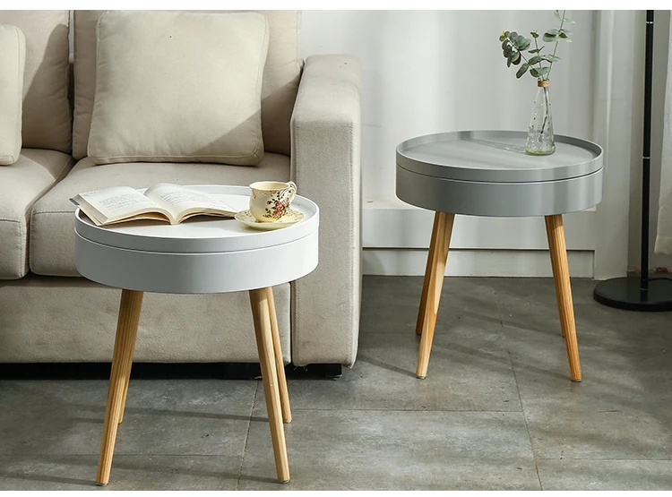 

Corner Side Table Living Room Simple Solid Wood Storage Nordic Sofa Small Round Mini Bedside Coffee