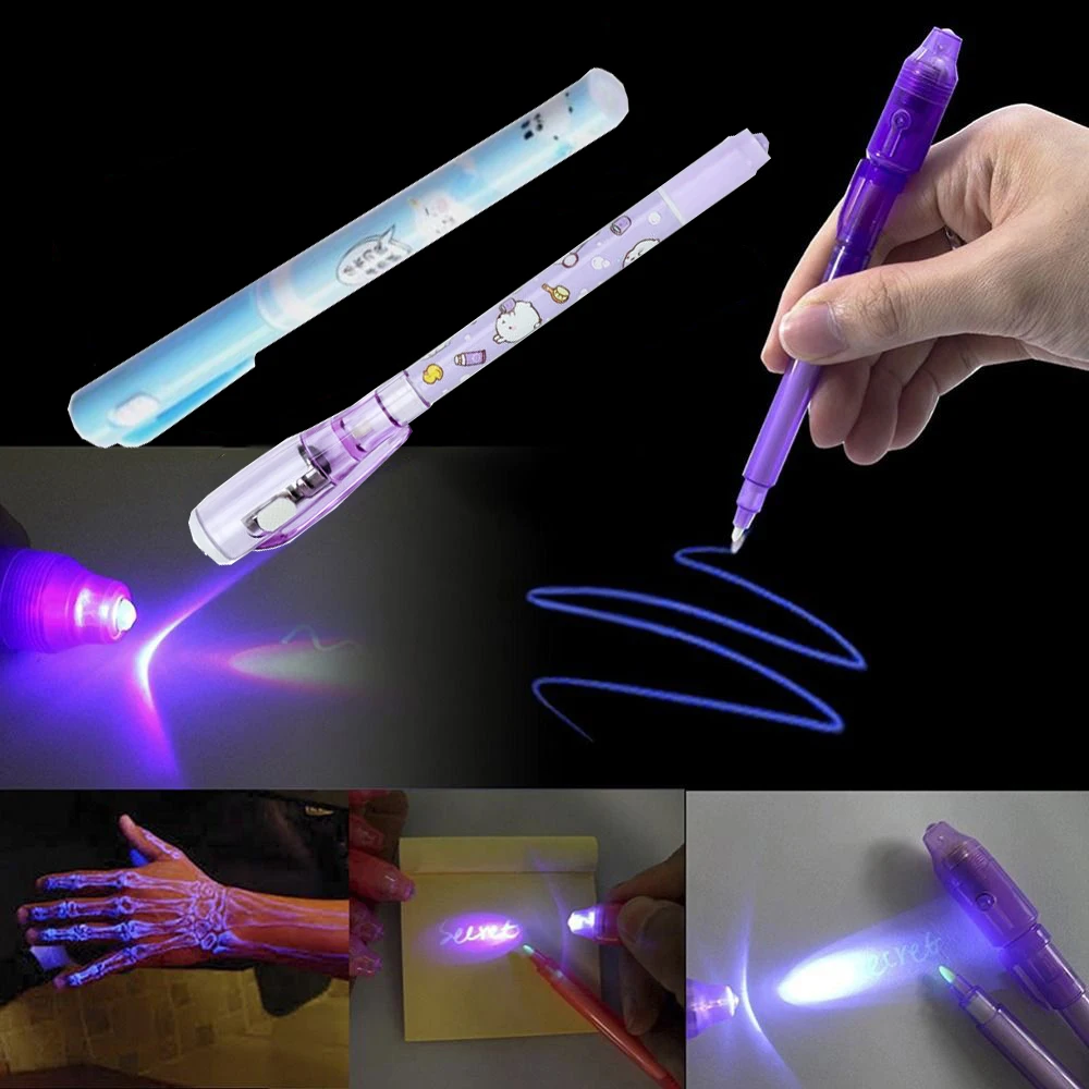 Invisible Ink Pen, Secret Message pens, Magic UV Light Pen for Drawing Funny Activity Novelty Ballpoint Pens Highlighter