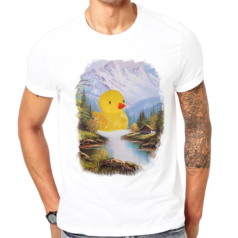 Novelty Fashion Old school duck print tshirt Men T-Shirt Cool Man Summer Shirt Brand Tee Comfortable Tops | Мужская одежда