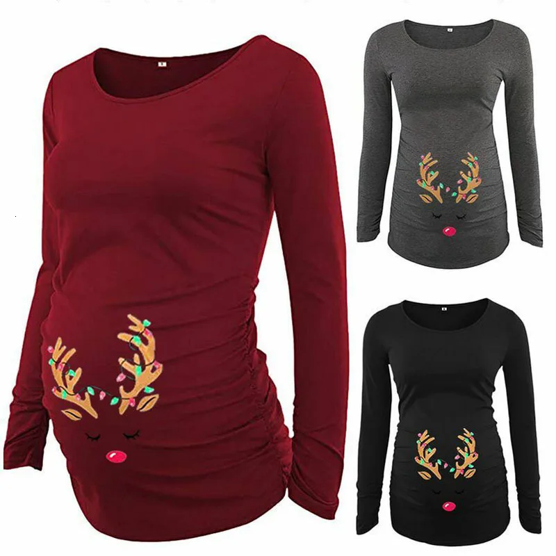 Топ с рождественским принтом для беременных топы женская одежда футболки манго