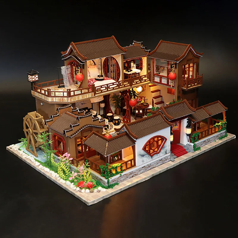 

DIY Chinese Style Wooden House Toy Miniature Handmade Educational Dollhouse Toys for Kids Christmas Birthday Gifts