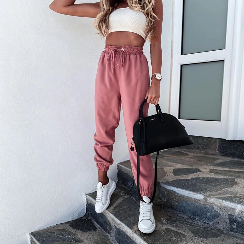 

Women Harem Pants Solid Casual Loose Turnip Pants Femme Robe Cotton Linen Trousers Long Pantalon Sportwear OL Pencil Pants 2021