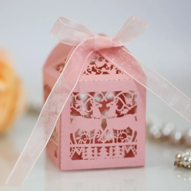 50 шт. рождественские упаковочные коробки для конфет бумажные с полым лосем