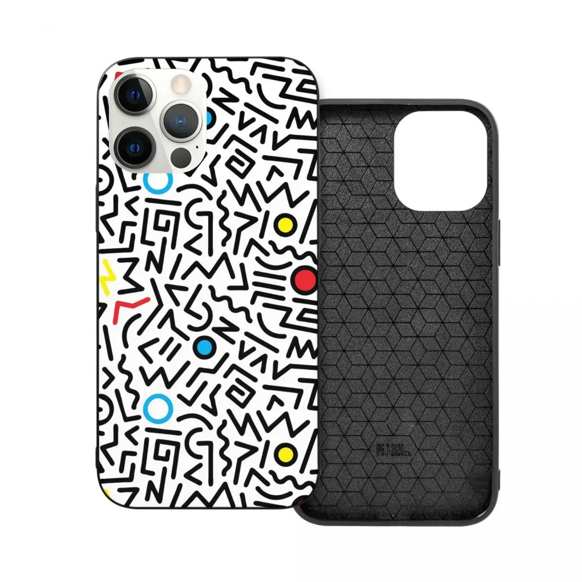 

80's Pattern No.1 PC Glass TPU Phone Bumper for iPhone 13 12 11 Xs Xr X Pro Max Mini 7 8 Se2 Plus 6 6S