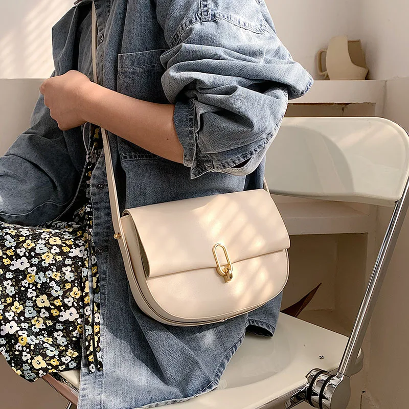 

Saddle Bags For Women 2021 Fashion Crossbody Bags PU Leather Shoulder Bags Branded Designer Handbags Purse