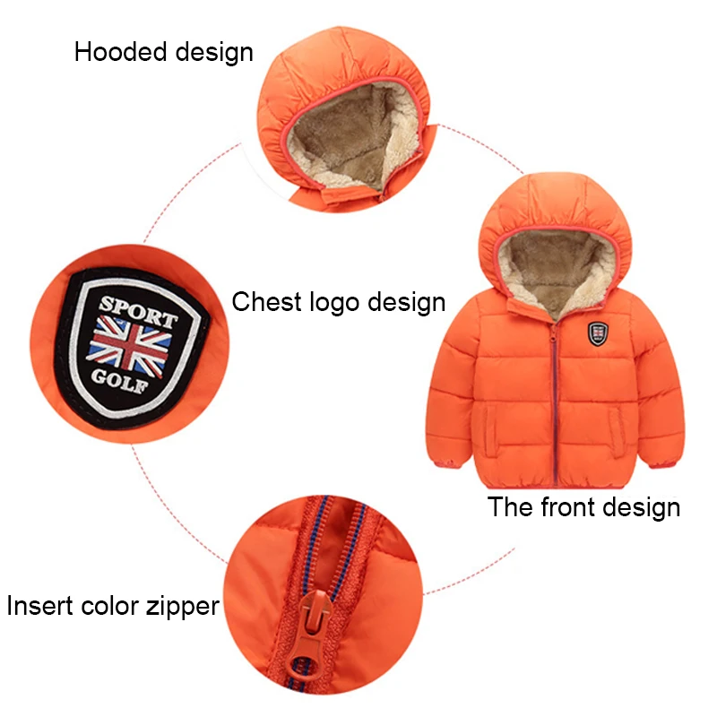 

Winter Down Jacket Parkas Kids Warm Hoodie Jackets For Girls Boys Thick Velvet Coat Baby Outerwear Infant Overcoat Clothes