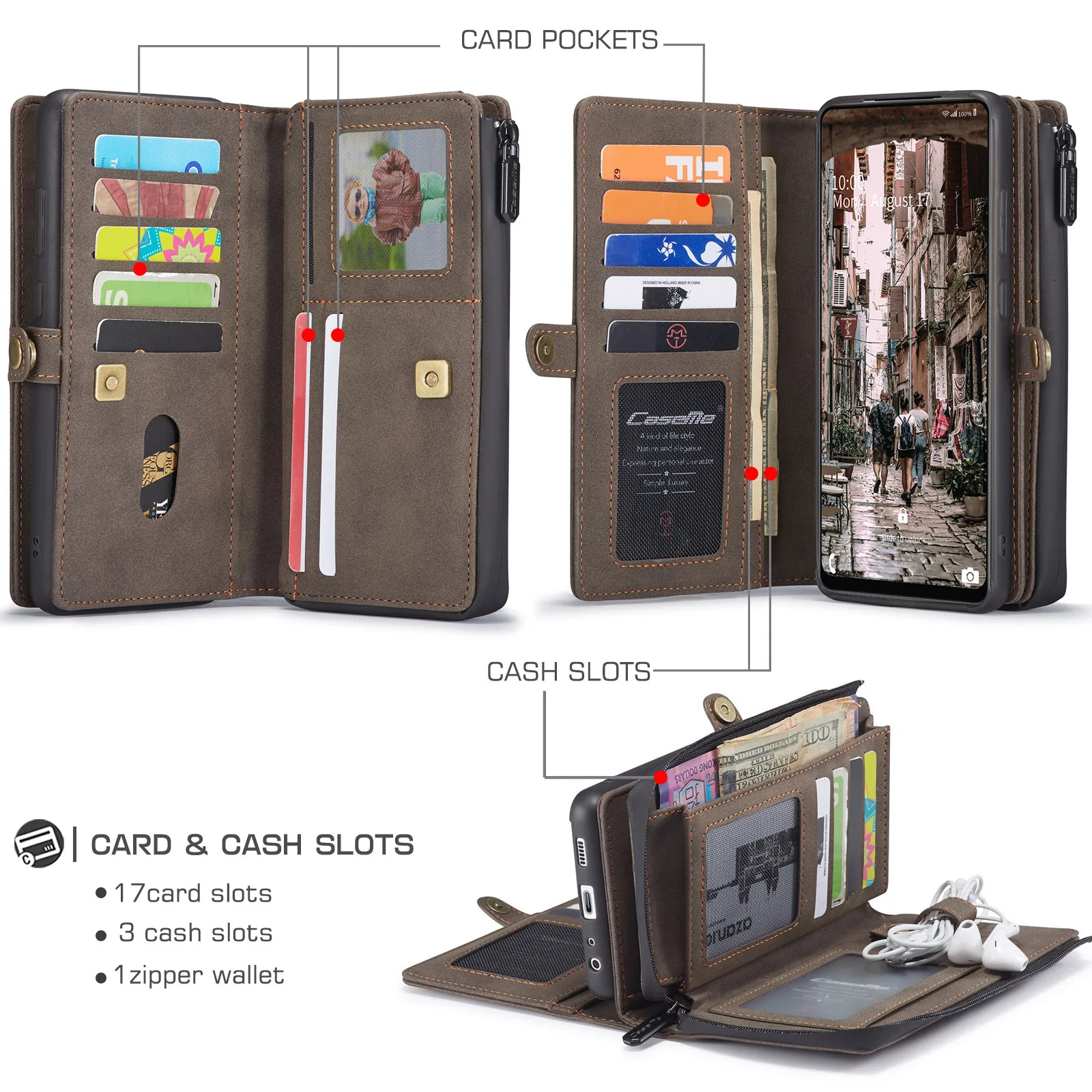 wallet case for samsung galaxy a72 a71 a52 a51 zipper wallet leather original zipper flip wallet leather for galaxy a52 4g5g free global shipping