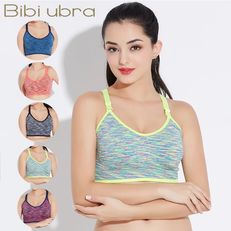 

BIBI UBRA Women Sports Bra Seamless Yoga Sports Top Adjustable Strap Padded Quick Dry Top For Fitness Running Gym Athletic Bra