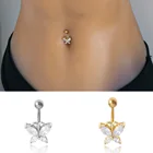 Серьга-бабочка для пупка, стальное кольцо для пирсинга живота, Хрустальный пирсинг, стиль пупка, сердце, сексуальные украшения для тела для пирсинга